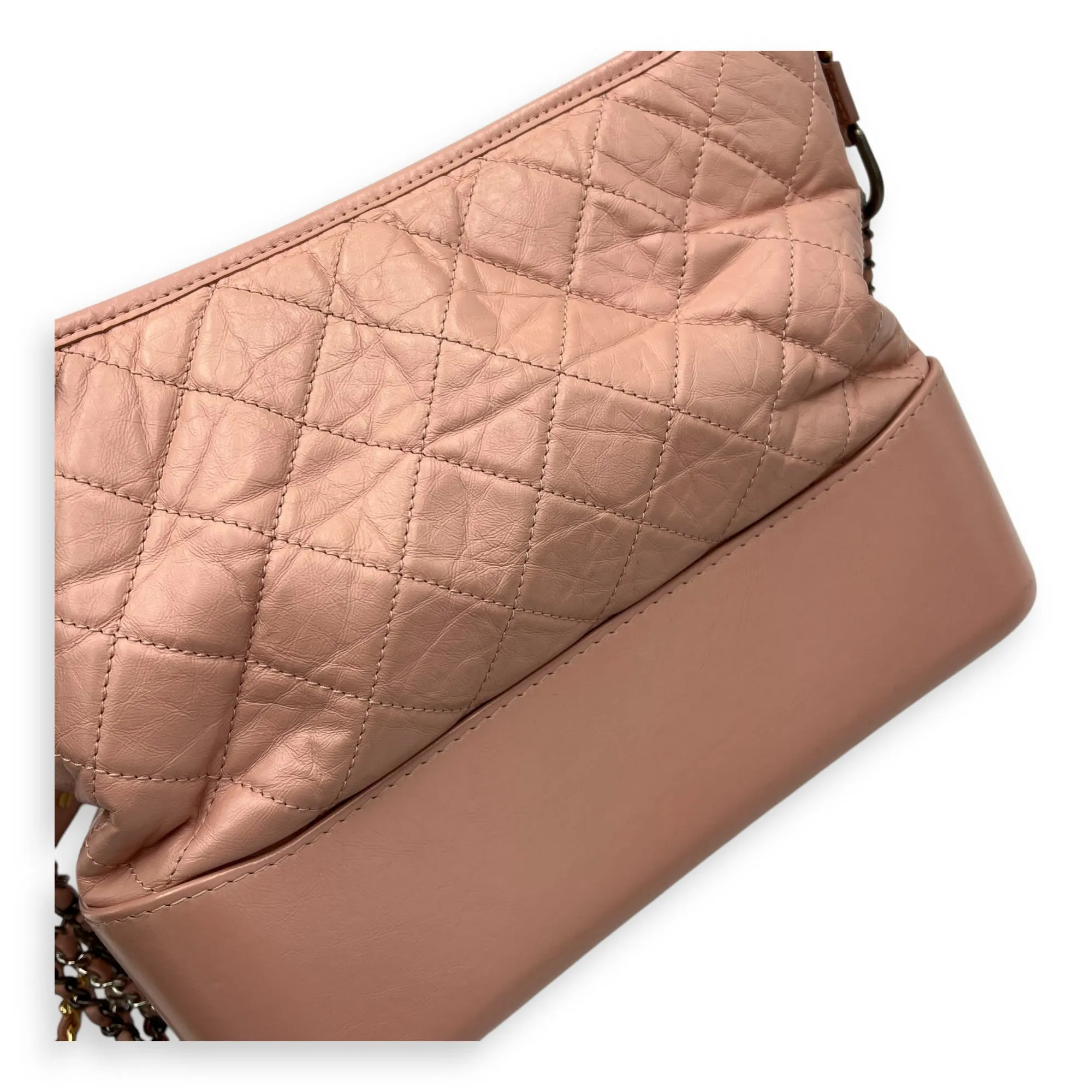 Gabrielle Crossbody Bag Medium Pink in Calfskin, Gold hardware