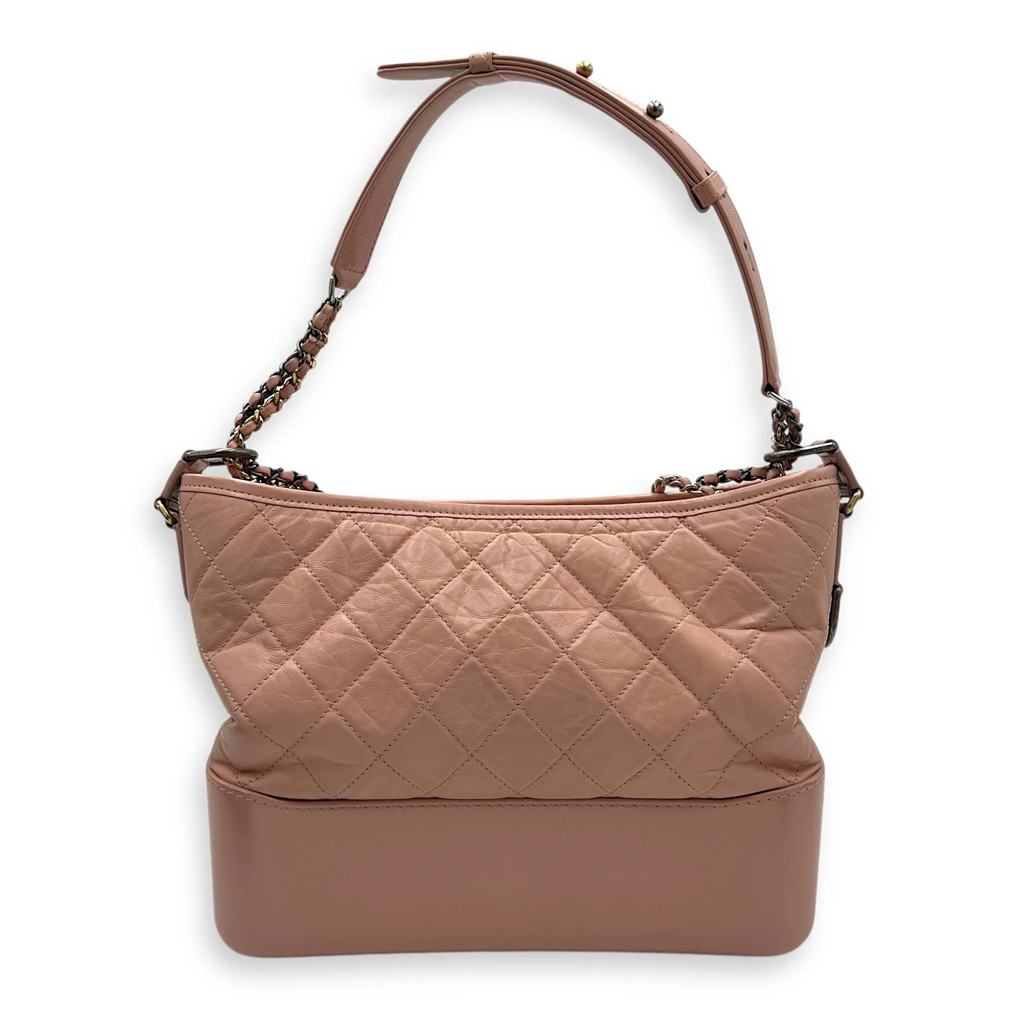 Gabrielle Crossbody Bag Medium Pink in Calfskin, Gold hardware