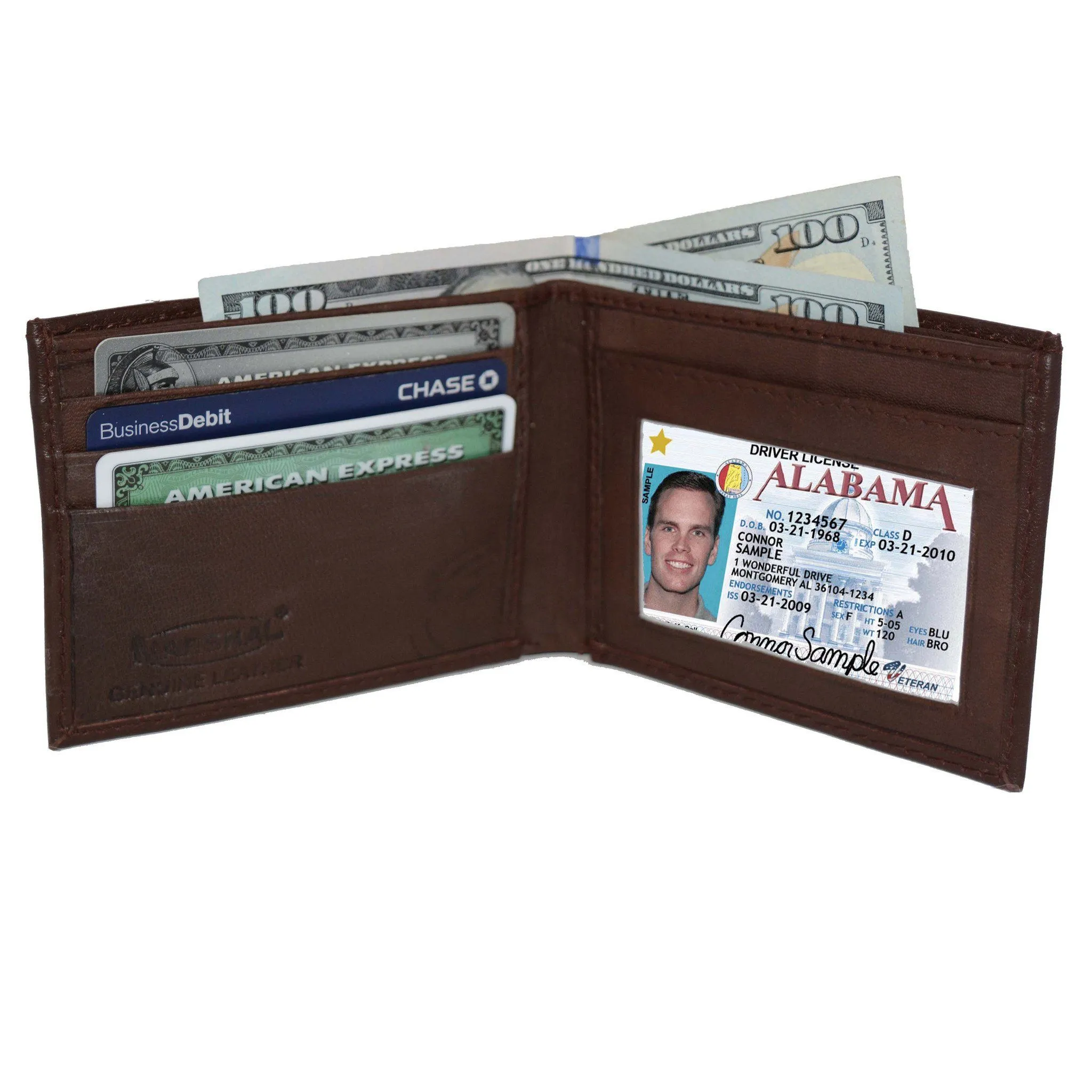 Genuine Leather Bifold - Black