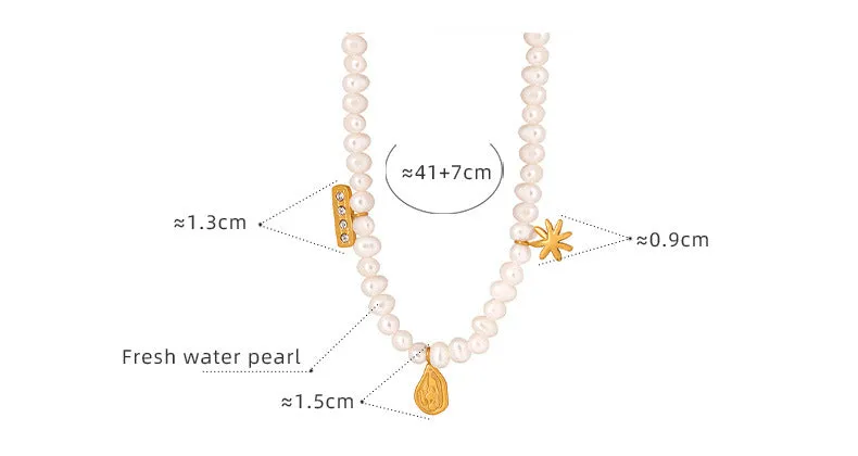 Geometric Charms Baroque Freshwater Pearl Necklace