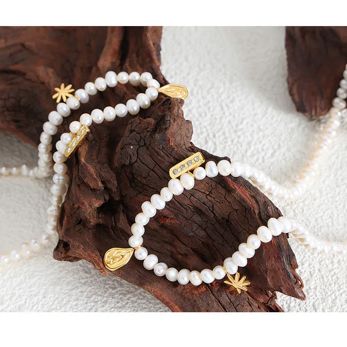 Geometric Charms Baroque Freshwater Pearl Necklace