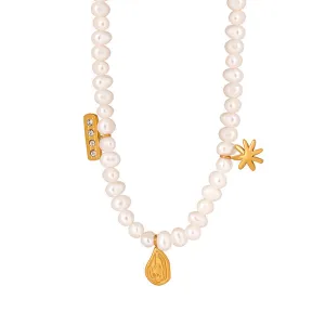 Geometric Charms Baroque Freshwater Pearl Necklace