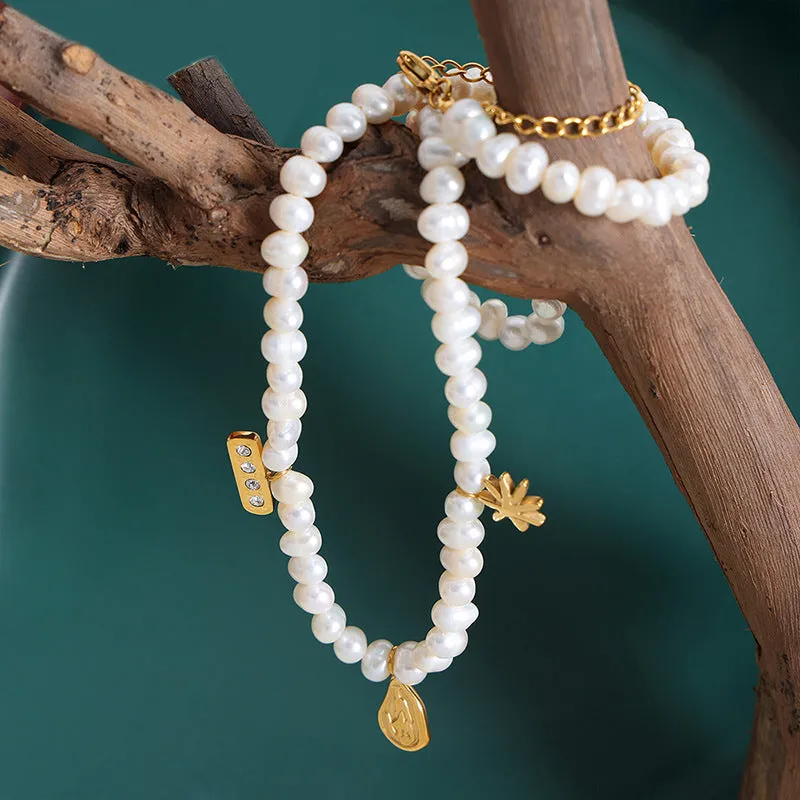 Geometric Charms Baroque Freshwater Pearl Necklace