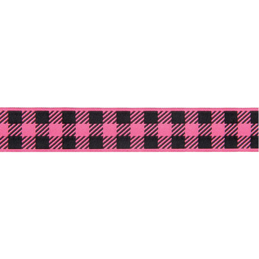 Gingham Pink Bubblegum and Black-7/8"-by the yard