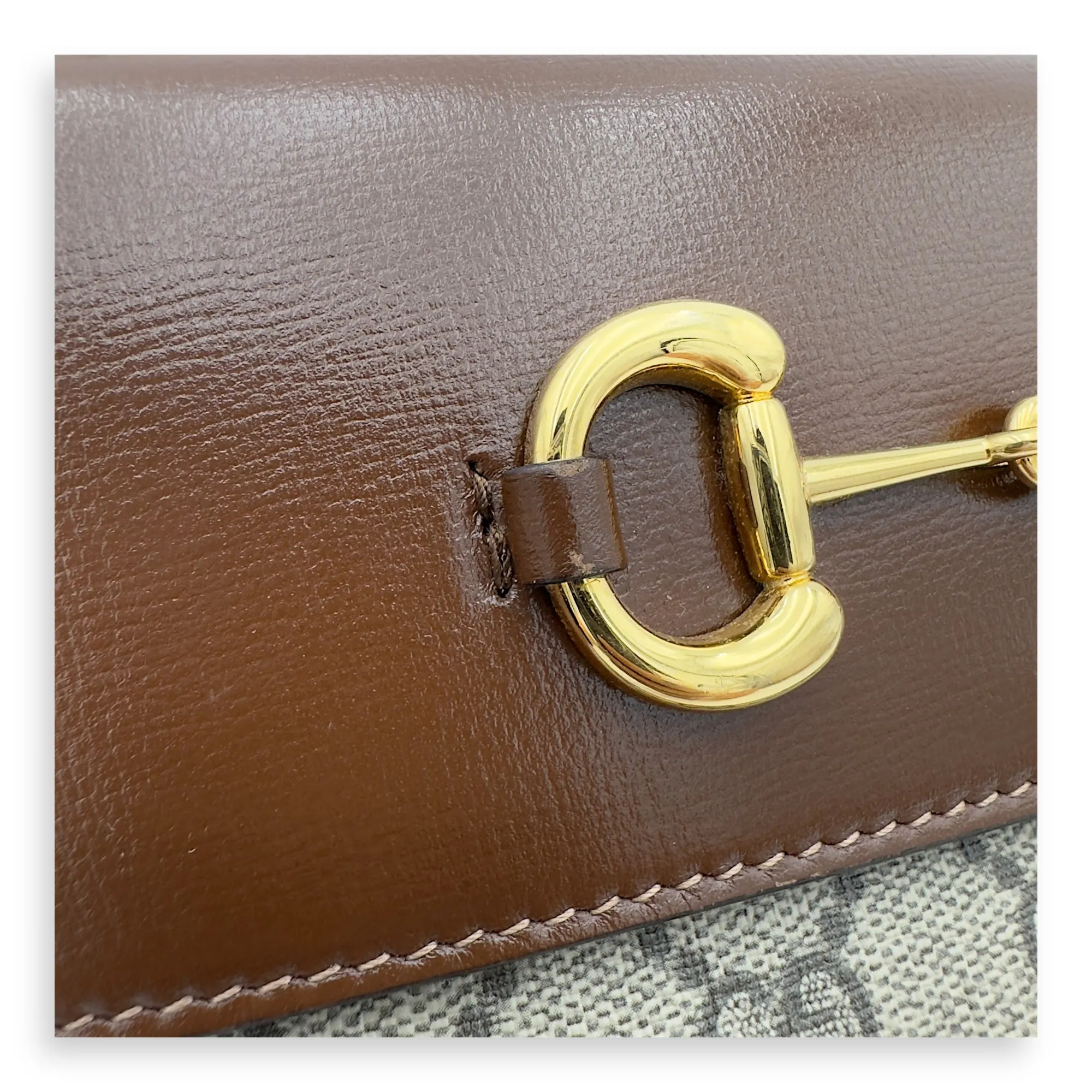 Horsebit 1955 Crossbody Bag Grey in Coated Canvas, Gold hardware