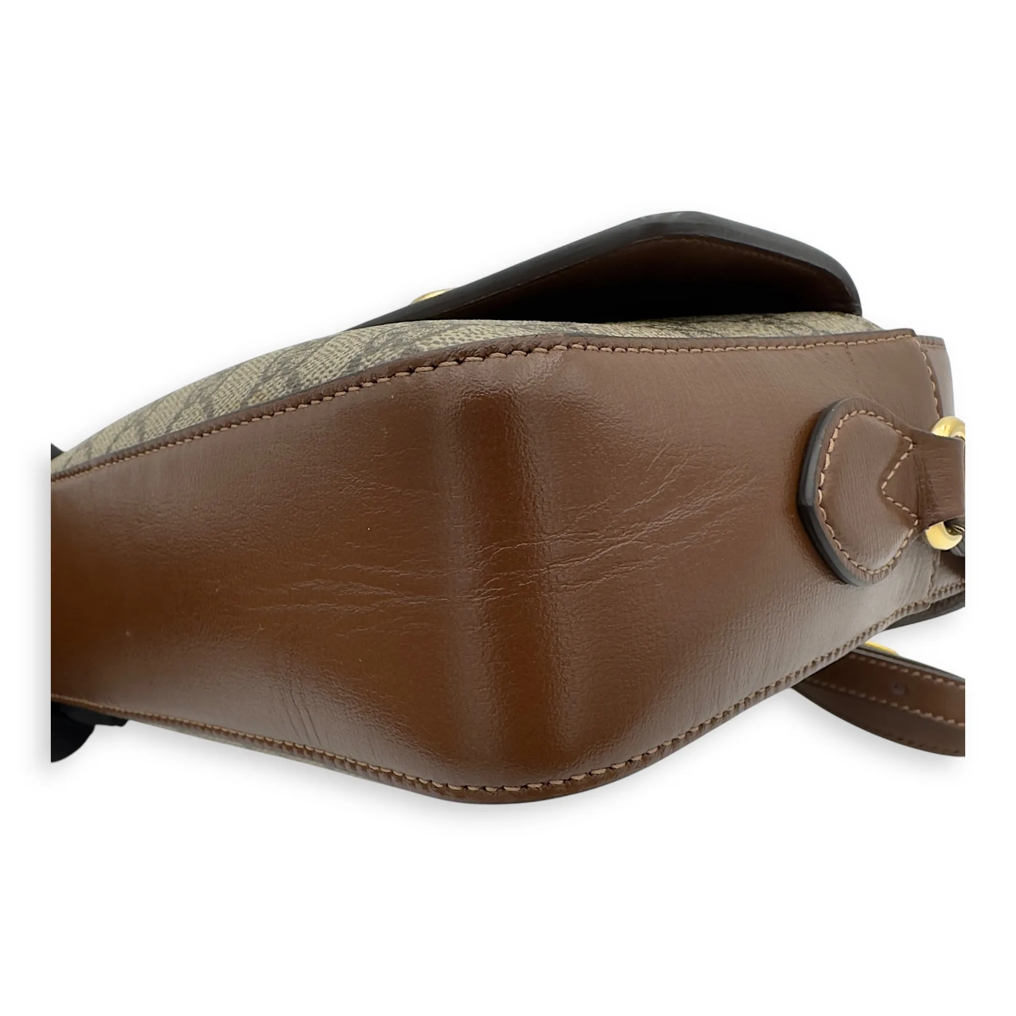Horsebit 1955 Crossbody Bag Grey in Coated Canvas, Gold hardware