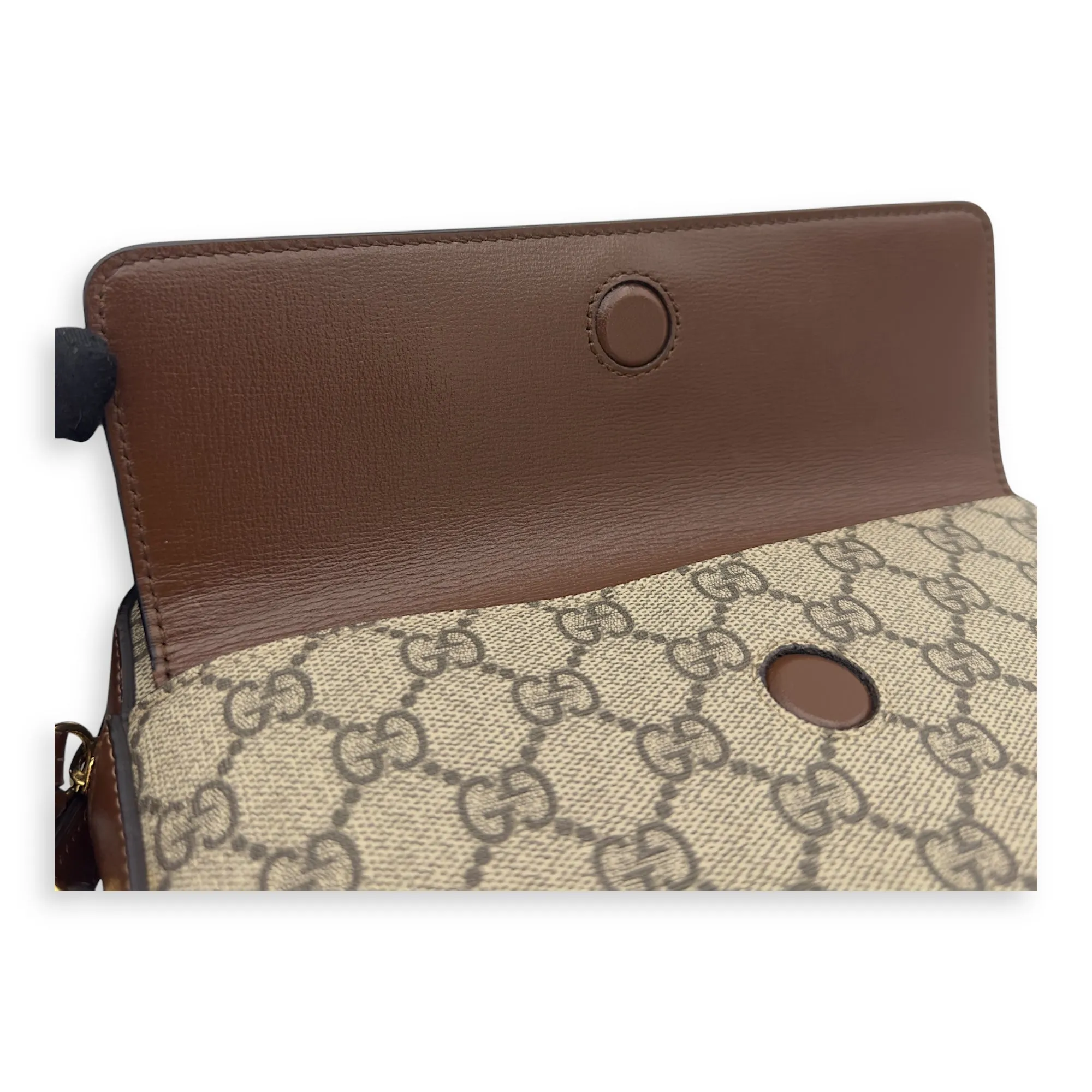 Horsebit 1955 Crossbody Bag Grey in Coated Canvas, Gold hardware
