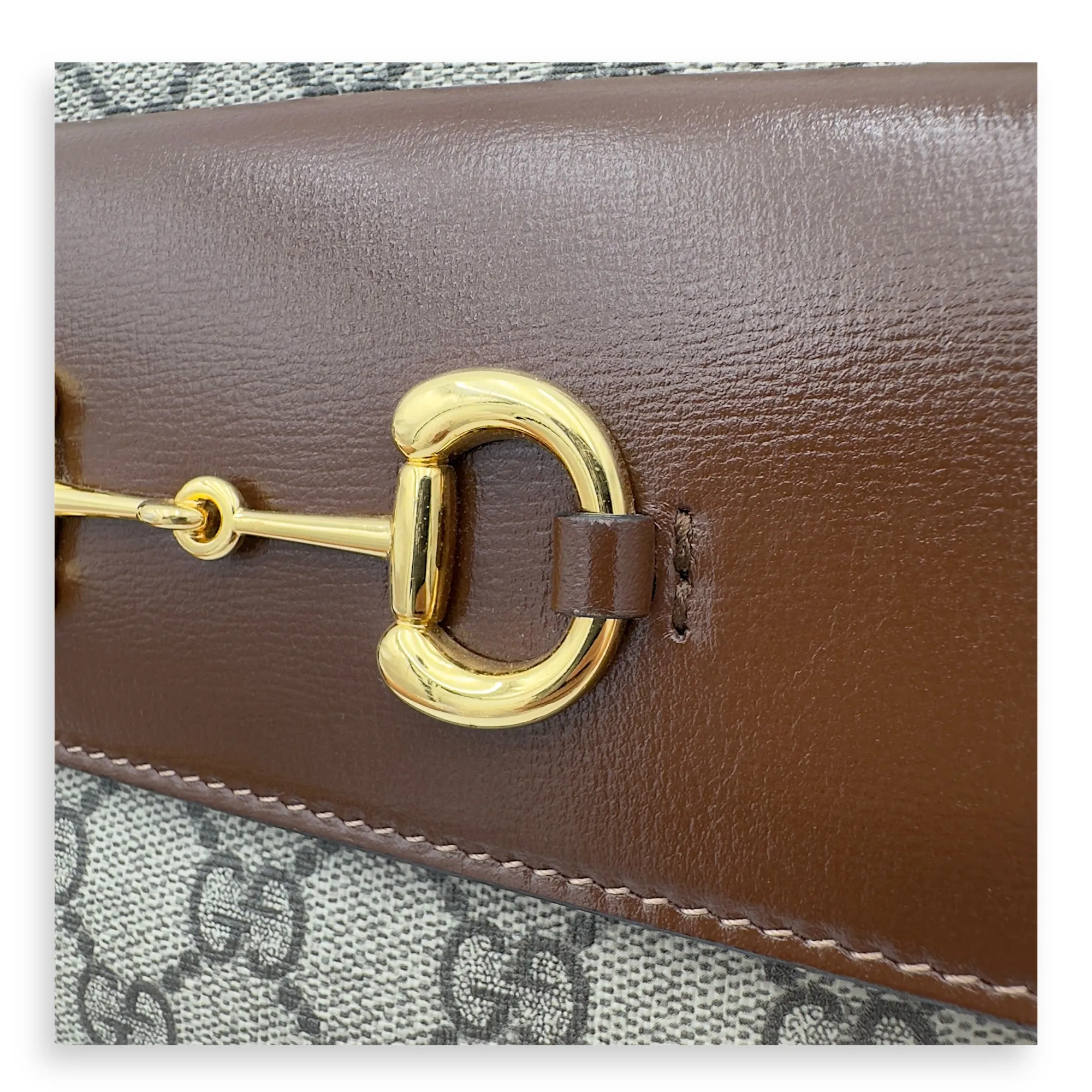 Horsebit 1955 Crossbody Bag Grey in Coated Canvas, Gold hardware