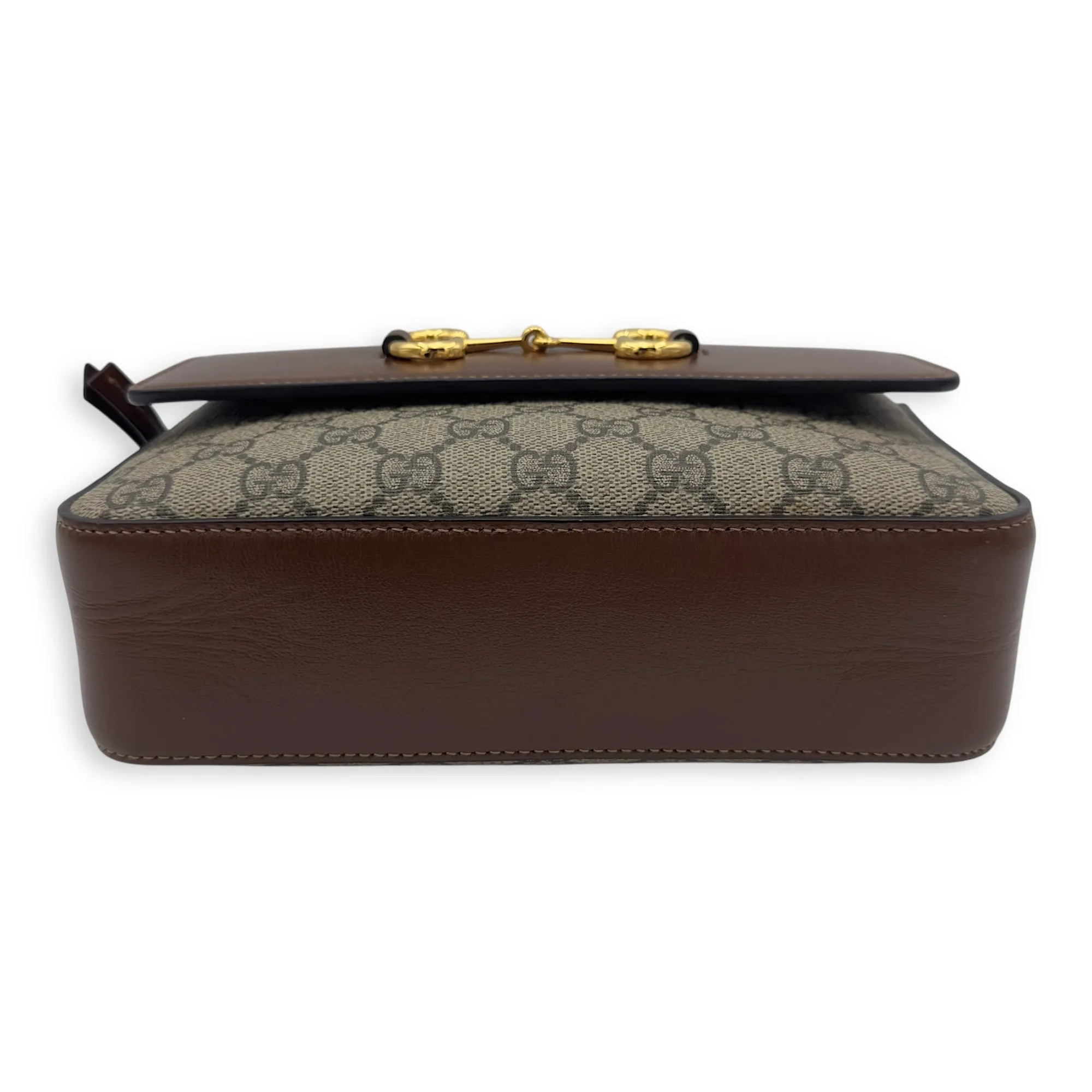 Horsebit 1955 Crossbody Bag Grey in Coated Canvas, Gold hardware
