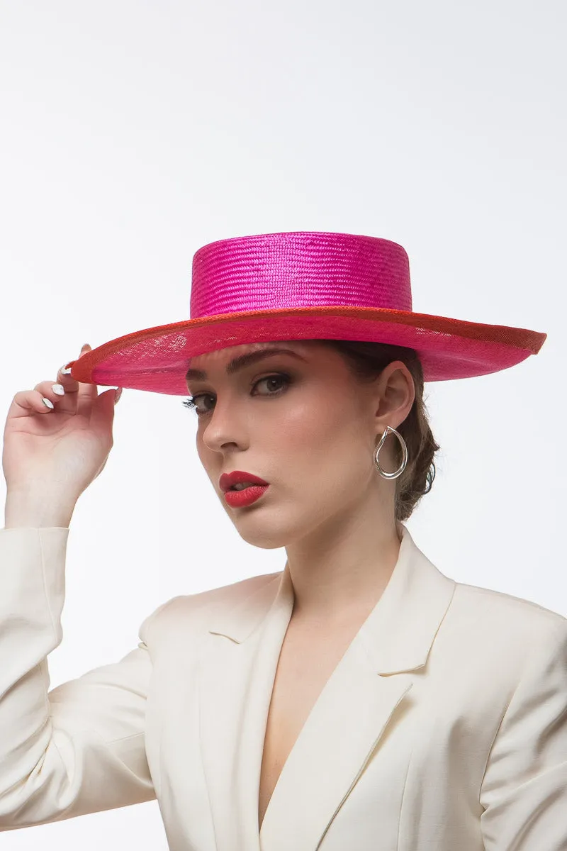 Hot Pink and Orange Boater