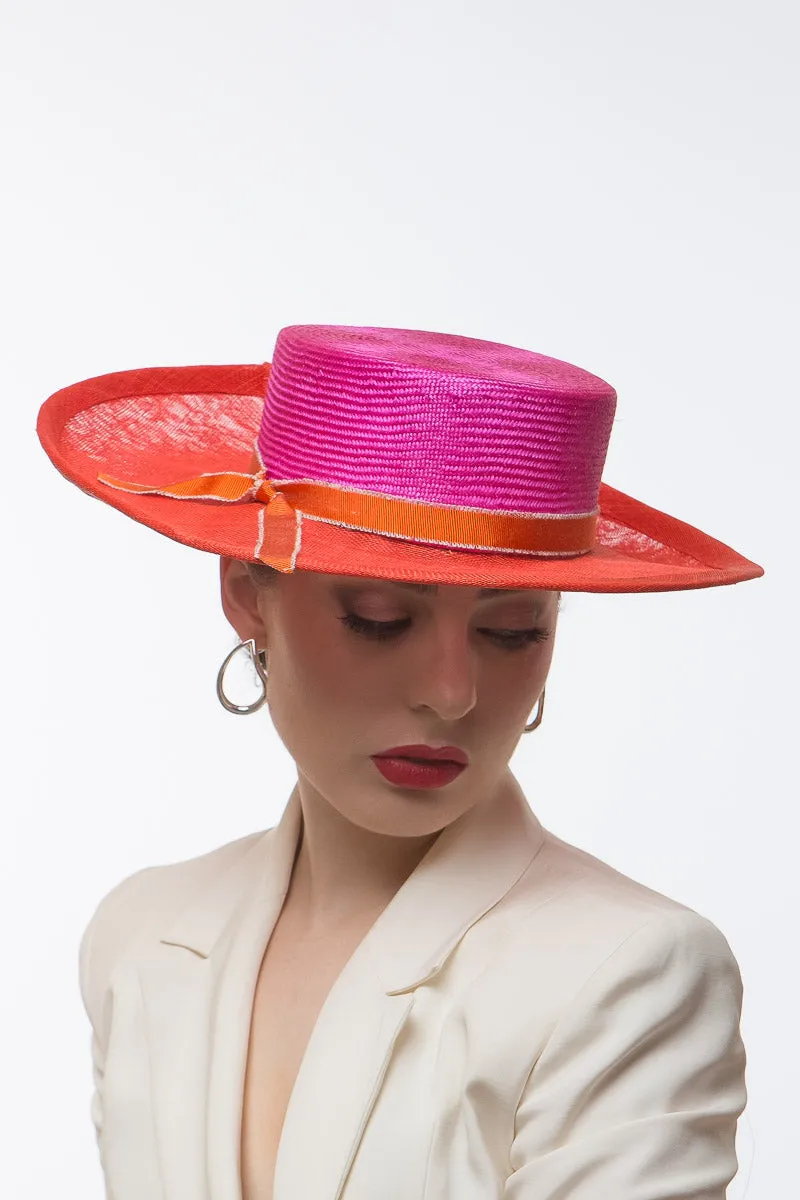 Hot Pink and Orange Boater