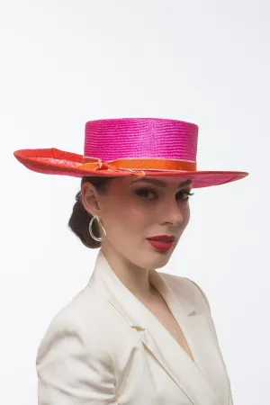 Hot Pink and Orange Boater