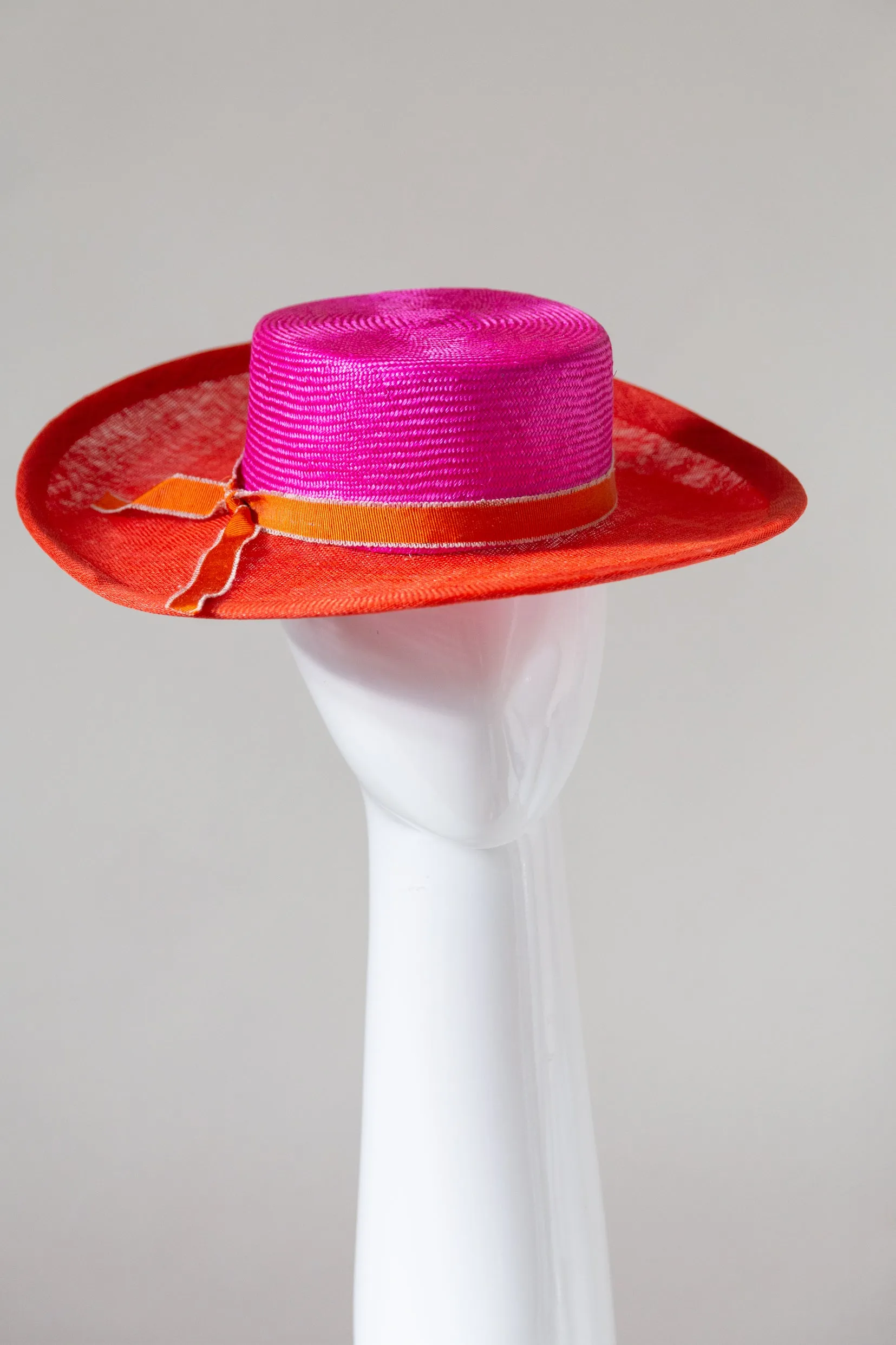 Hot Pink and Orange Boater