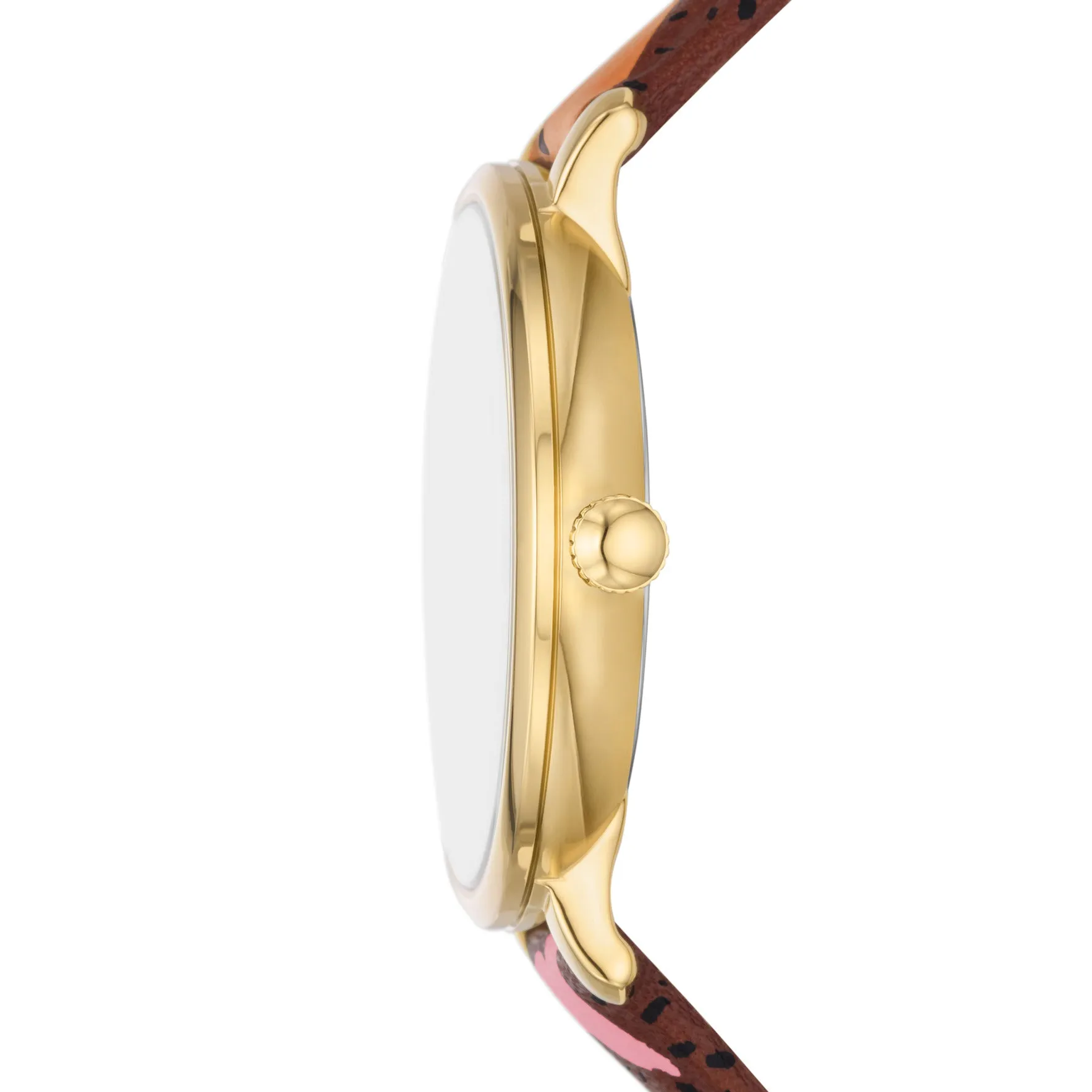 Jacqueline Three-Hand Date Brown Eco Leather Watch