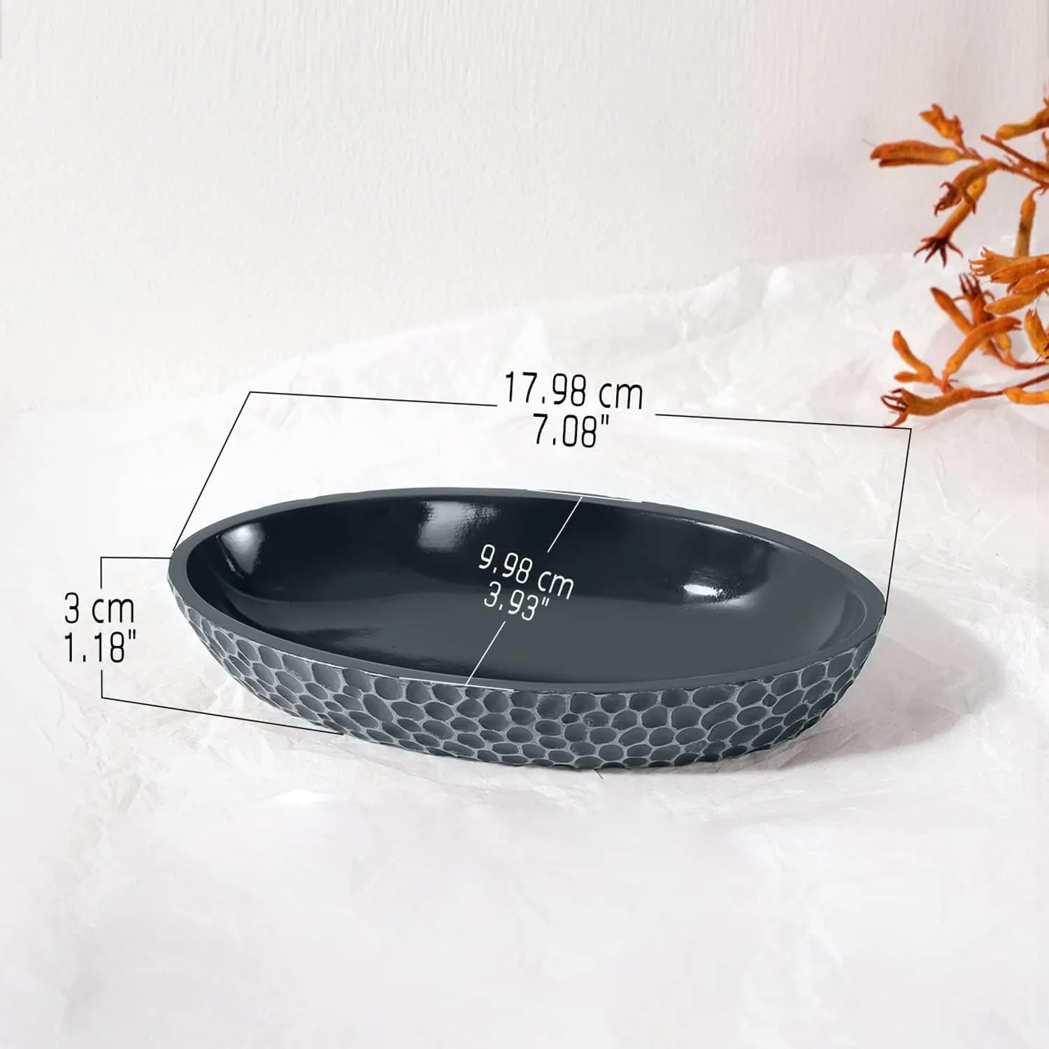 Jewelry Dish, Honeycomb Resin Ring Holder Jewelry Tray Key Bowl Decorative Trinket Dish for Vanity Entryway Table Home Decor, Gray