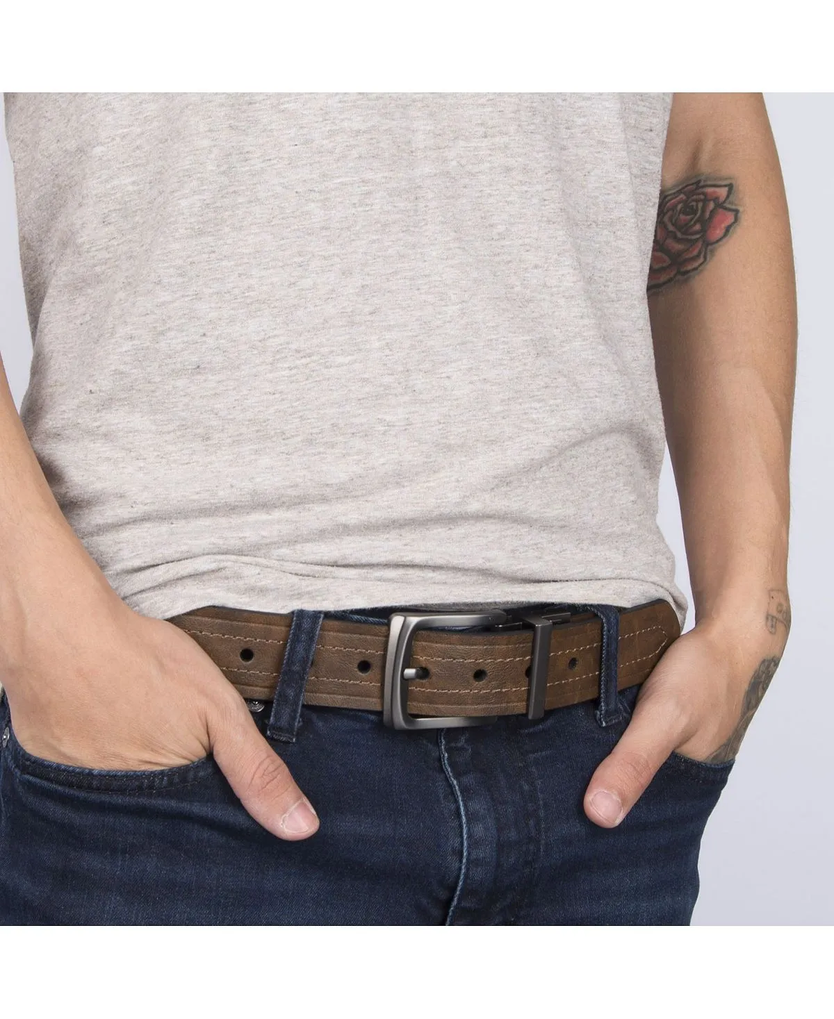 Levi's Embossed Men's Reversible Casual Belt dark brown
