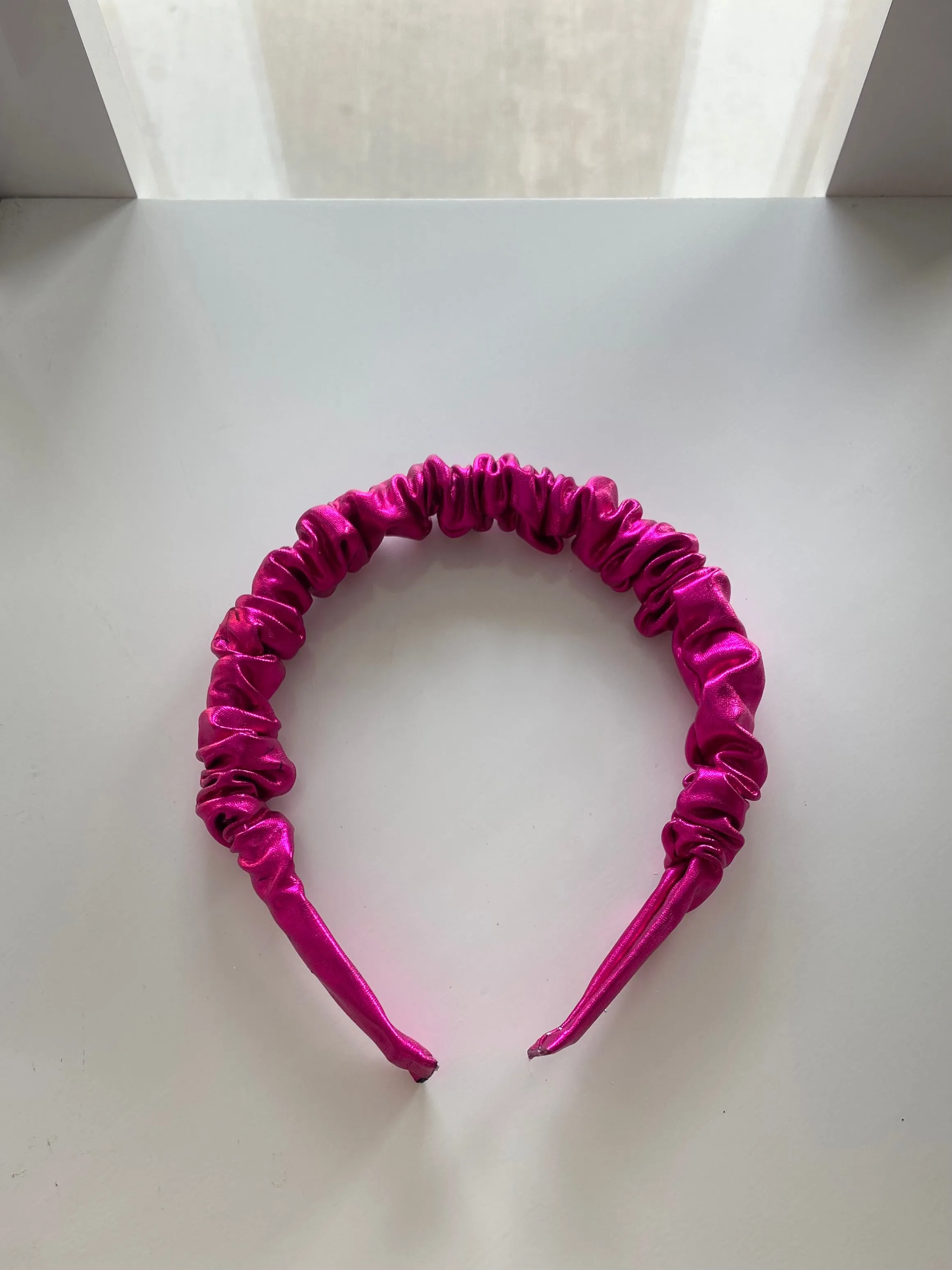 Little Lopers Ruched Headband: Metallic Hot Pink