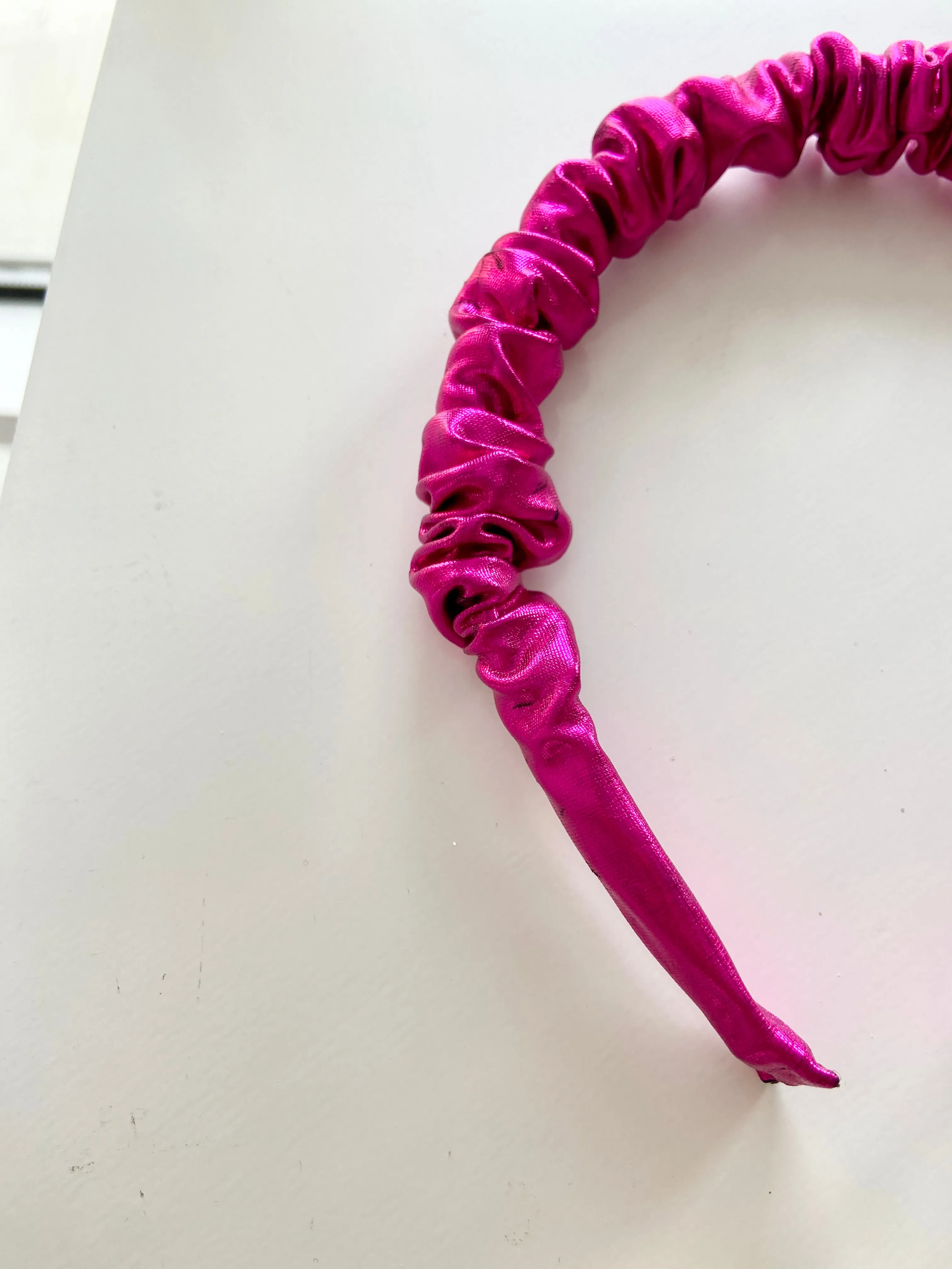 Little Lopers Ruched Headband: Metallic Hot Pink