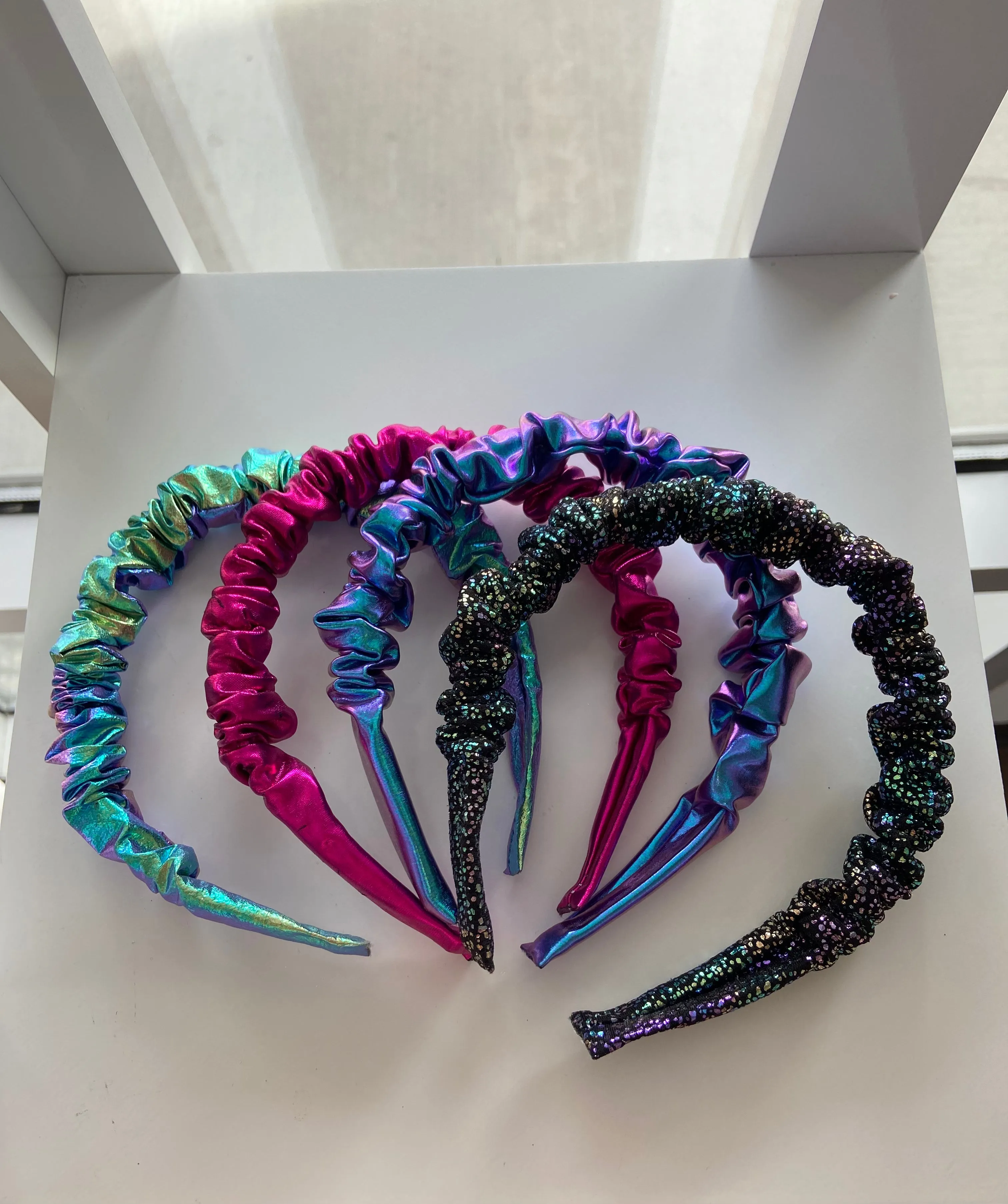 Little Lopers Ruched Headband: Metallic Hot Pink