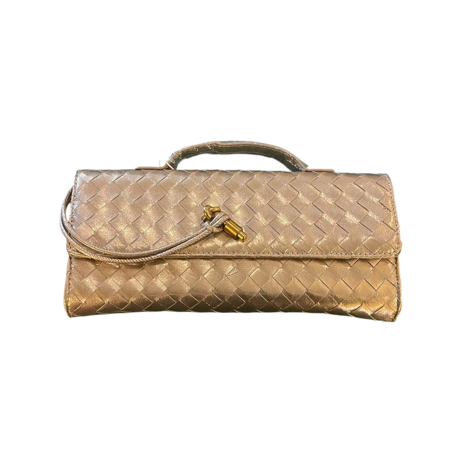 Long Woven Foldover Clutch
