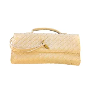 Long Woven Foldover Clutch