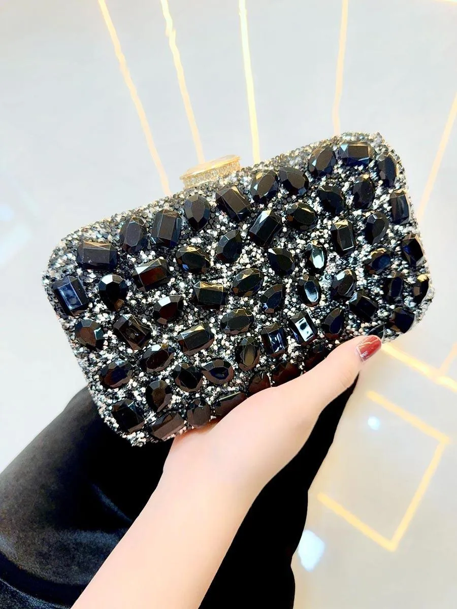 Luxe Rhinestone Evening Box Clutches MNBF111