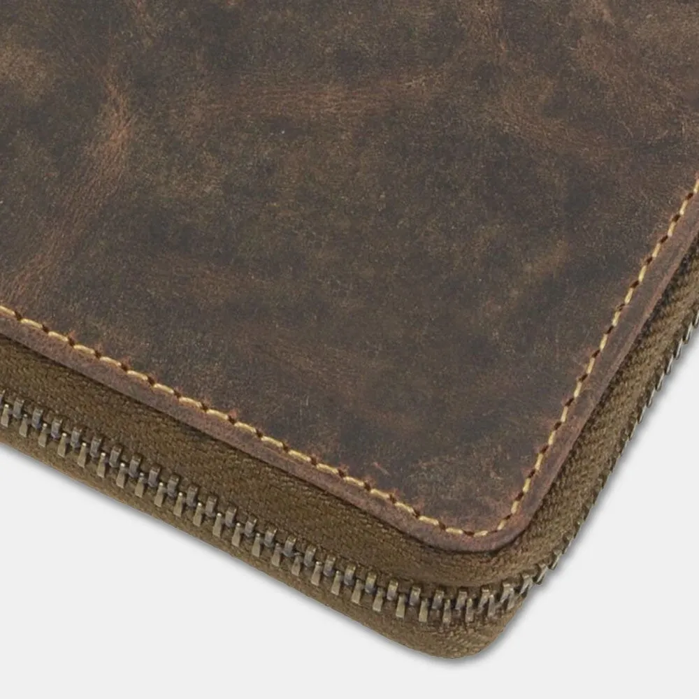Men Genuine Leather 8 Card Slots Holder Bifold Short Retro Driver License Wallets Money Clip Coin Purse