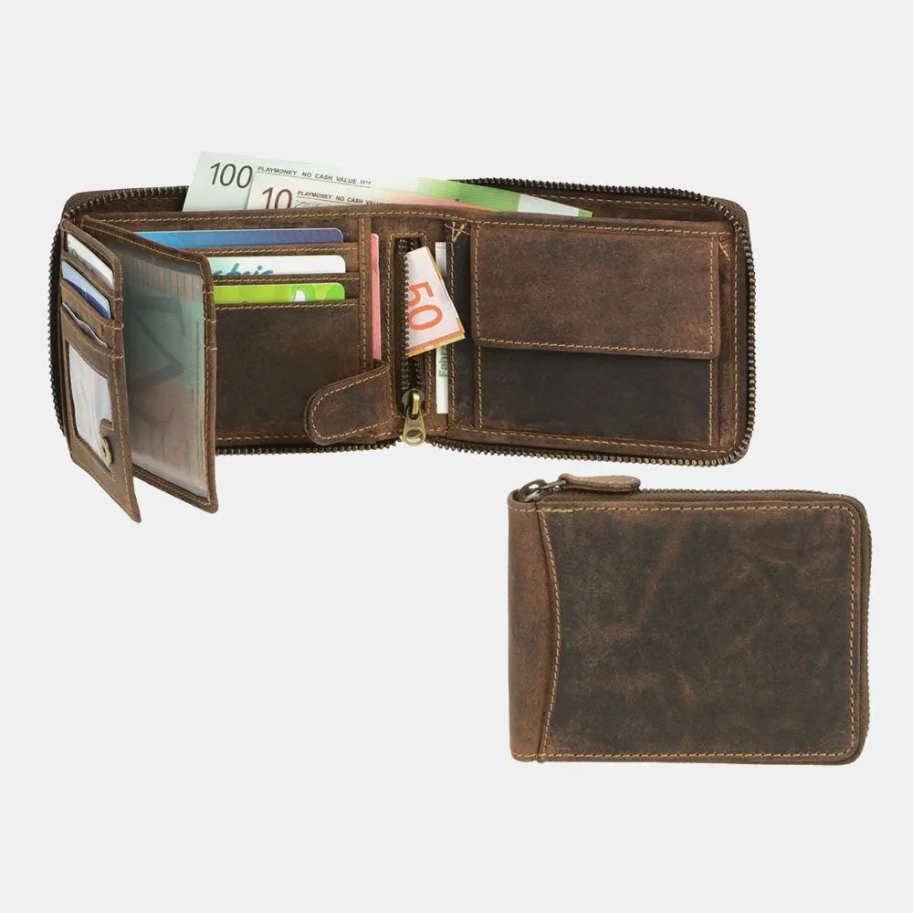 Men Genuine Leather 8 Card Slots Holder Bifold Short Retro Driver License Wallets Money Clip Coin Purse