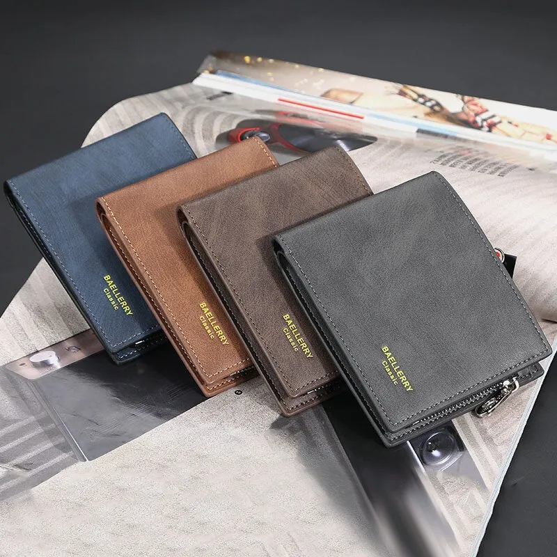 Men PU Leather Multi-card Slot Casual Zipper Money Clip Card Holder Wallet