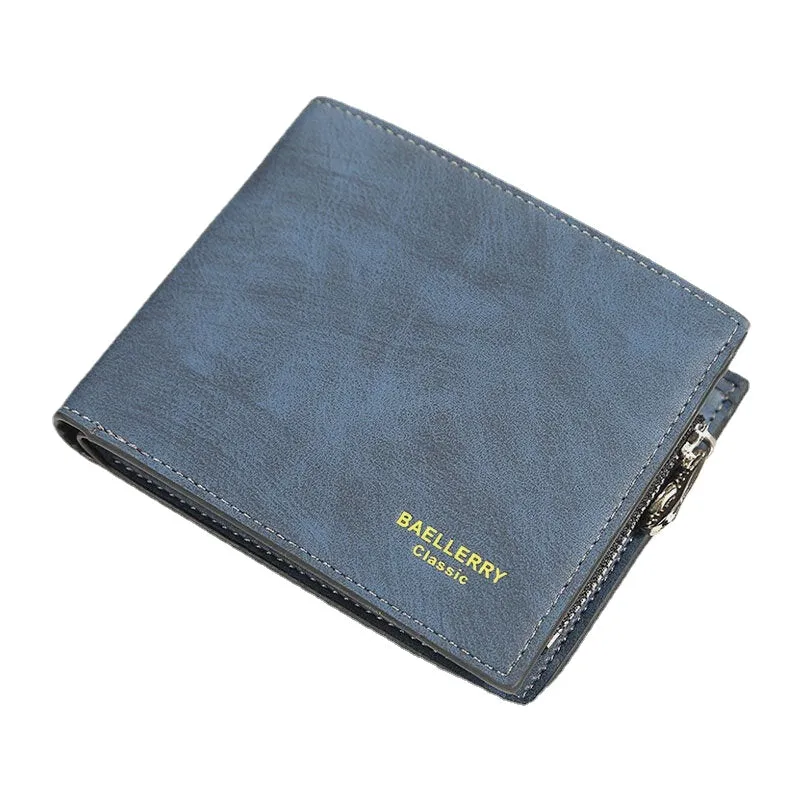 Men PU Leather Multi-card Slot Casual Zipper Money Clip Card Holder Wallet