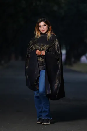MESMERIZING NAVY BLUE COLOUR ZARI  KASHMIRI STOLE DEFINES FEMINISM AND ENHANCES SOPHISTICATION