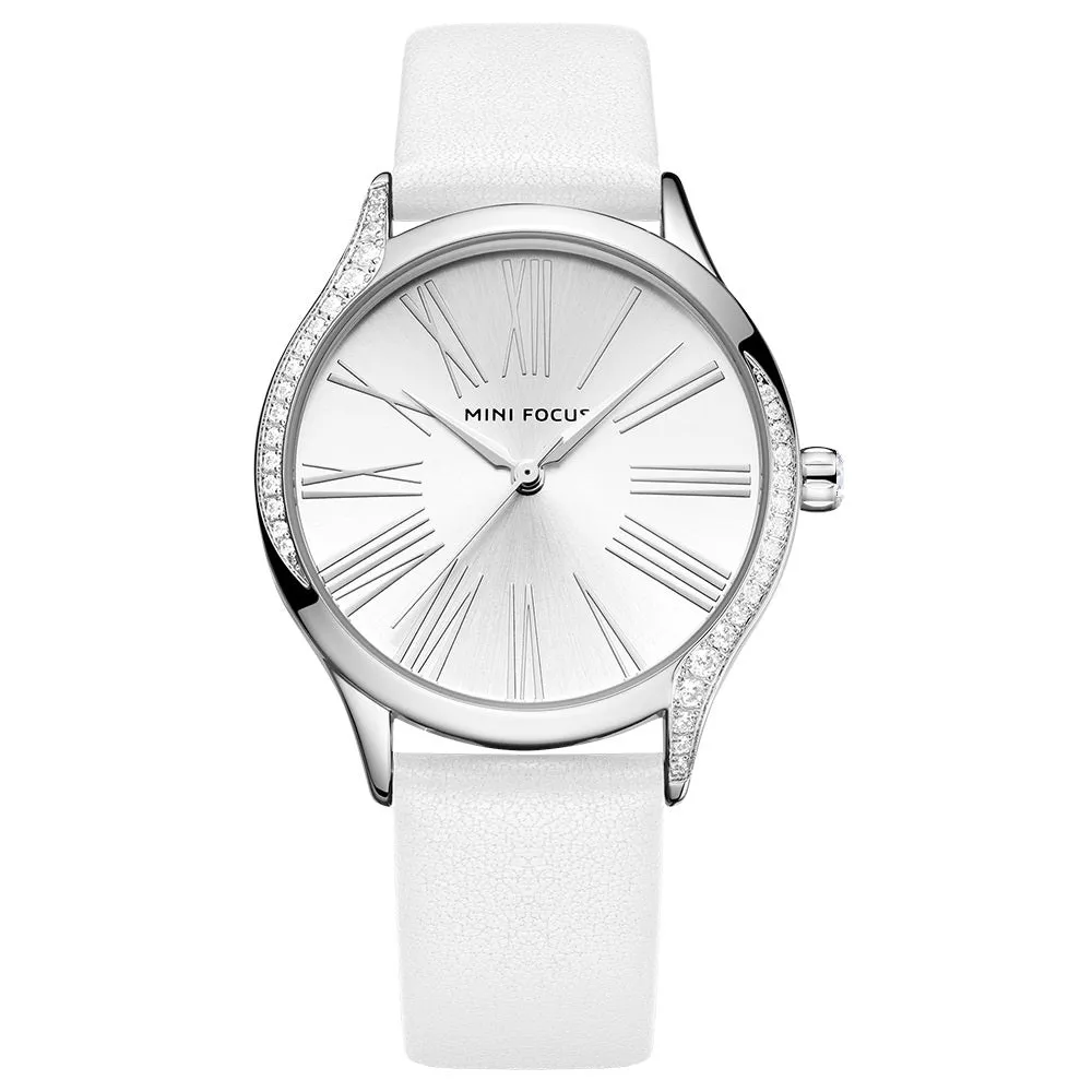 Minimalist fashion female Japanese core waterproof insert drill leather watch belt lady watch