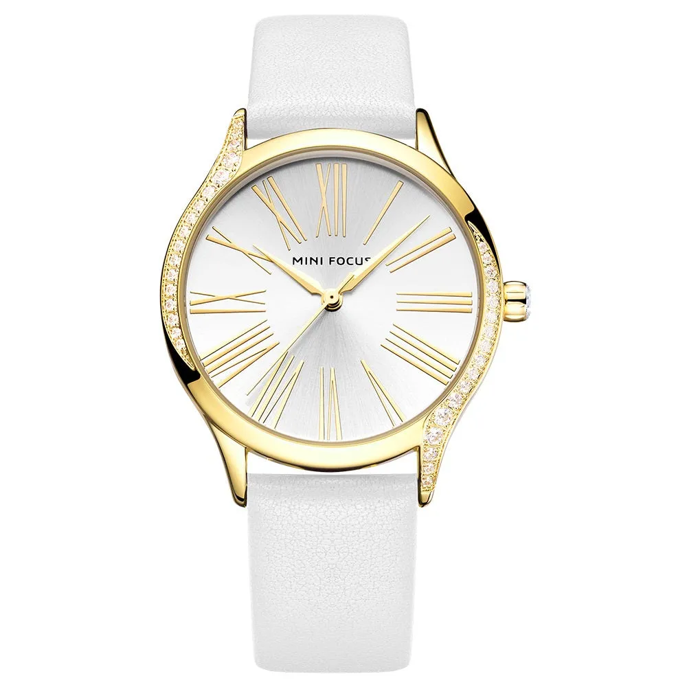 Minimalist fashion female Japanese core waterproof insert drill leather watch belt lady watch
