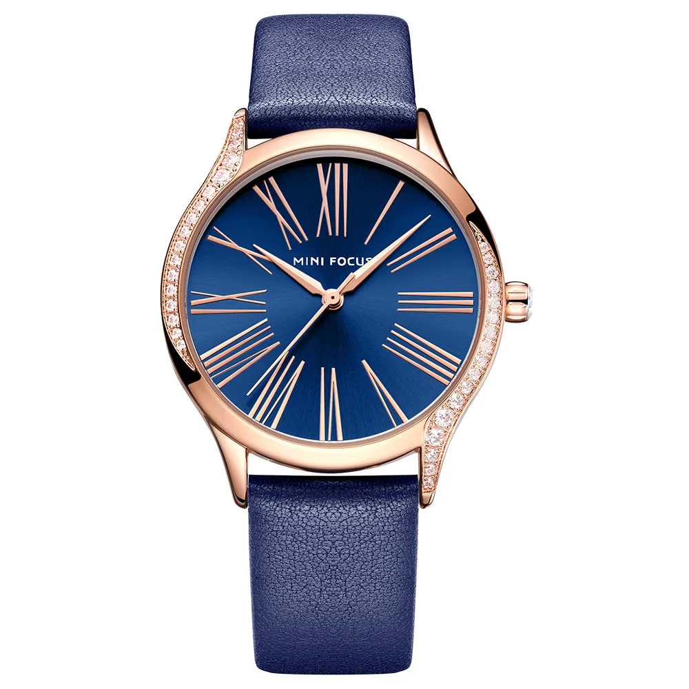 Minimalist fashion female Japanese core waterproof insert drill leather watch belt lady watch