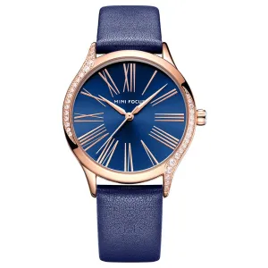 Minimalist fashion female Japanese core waterproof insert drill leather watch belt lady watch