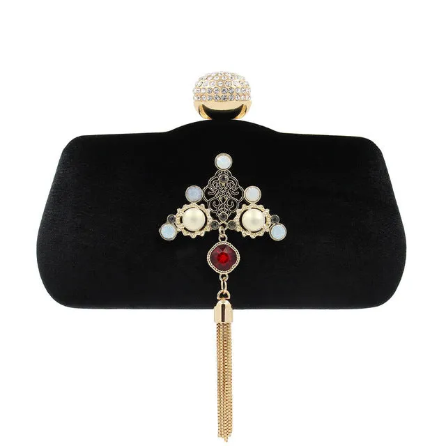 NATASSIE Suede Clutch Ladies Tassels Evening Clutches Wedding Bag
