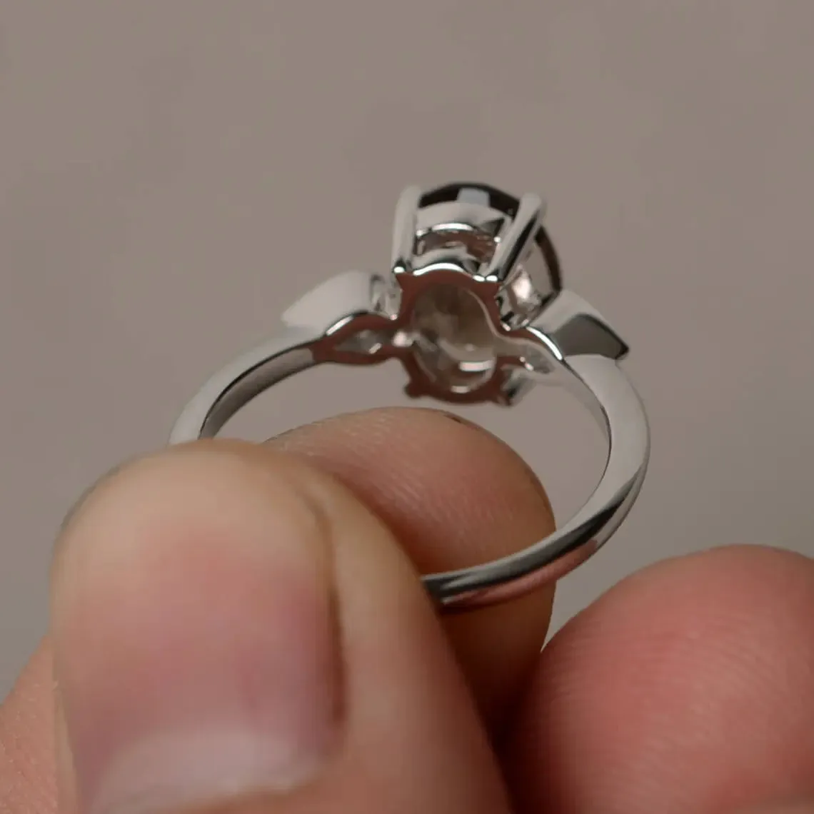 Natural Oval Cut Smoky Quartz Statement Ring - 925 Solid Sterling Silver