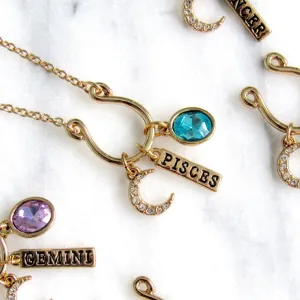 (New!) Jeweled Zodiac Charm Necklaces (12 choices)