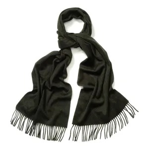 Plain Ripple Cashmere Scarf in Green Black Mix