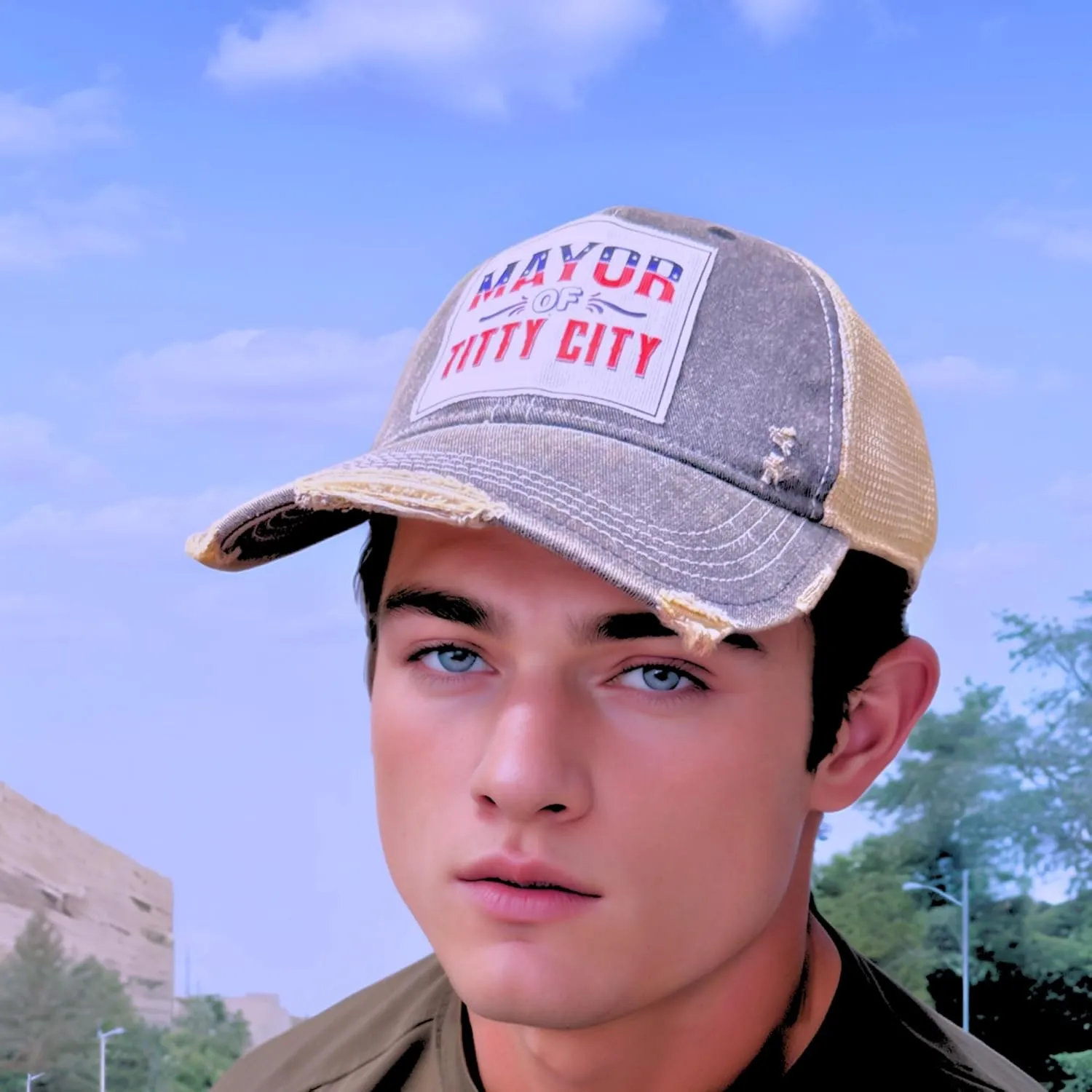 Popfizzy Funny Vintage Trucker Hats for Women and Men, Adult Humor Caps, Unisex Distressed Baseball Caps, Adjustable Snapback