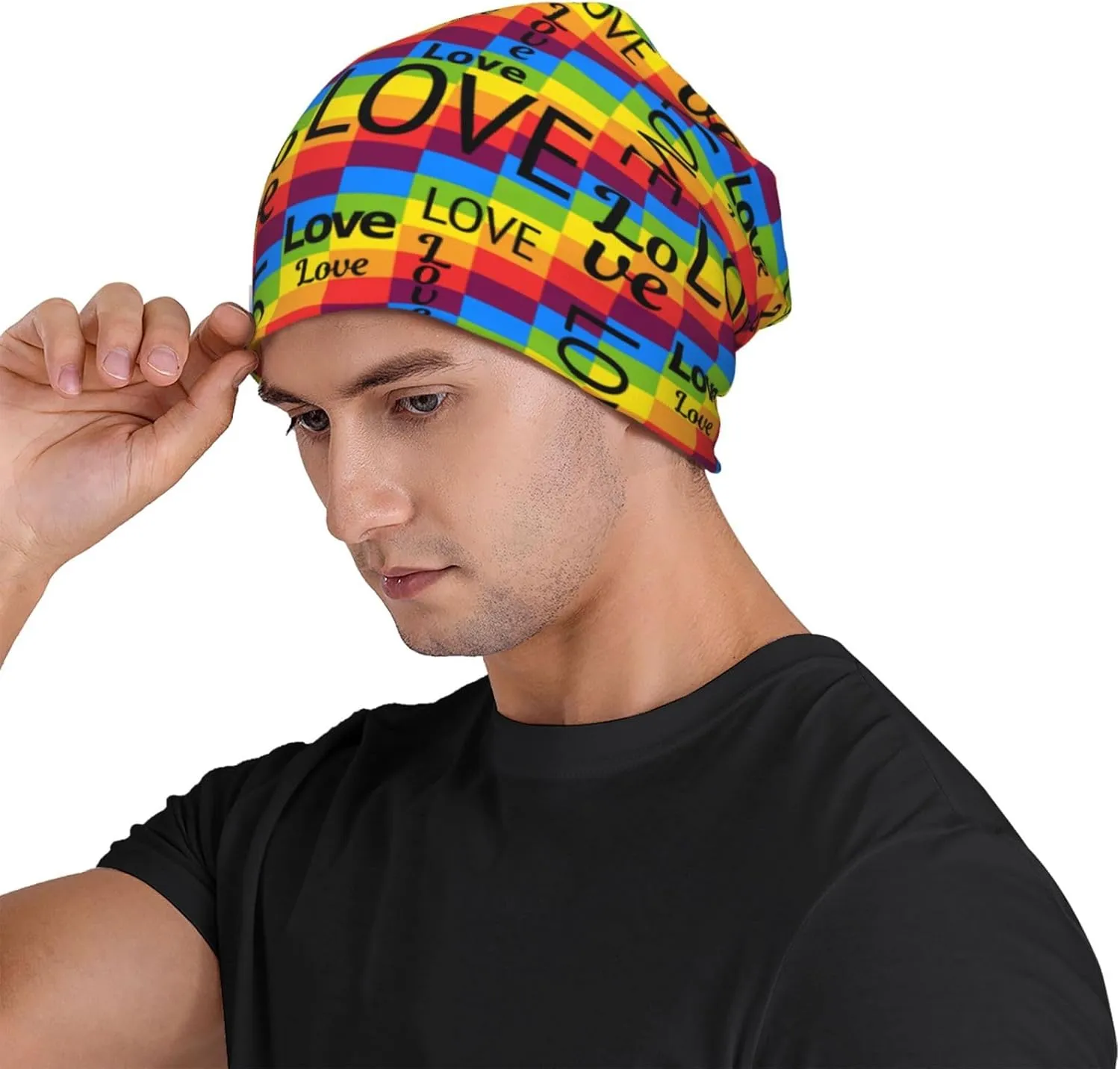 Rainbow Pride Hat,Chemo Headwear for Women for Slouchy Beanie Hat Skull Cap Cancer Headwear Accessories for Women