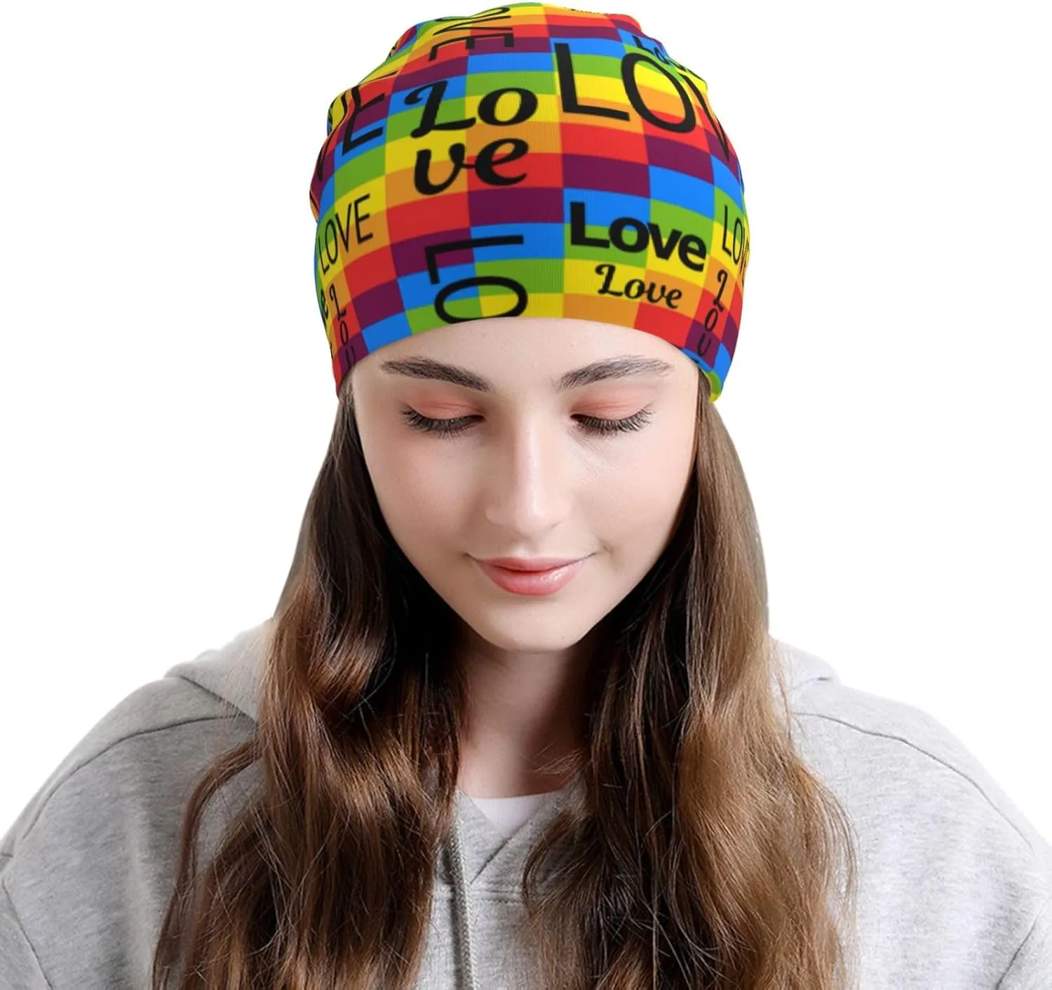 Rainbow Pride Hat,Chemo Headwear for Women for Slouchy Beanie Hat Skull Cap Cancer Headwear Accessories for Women