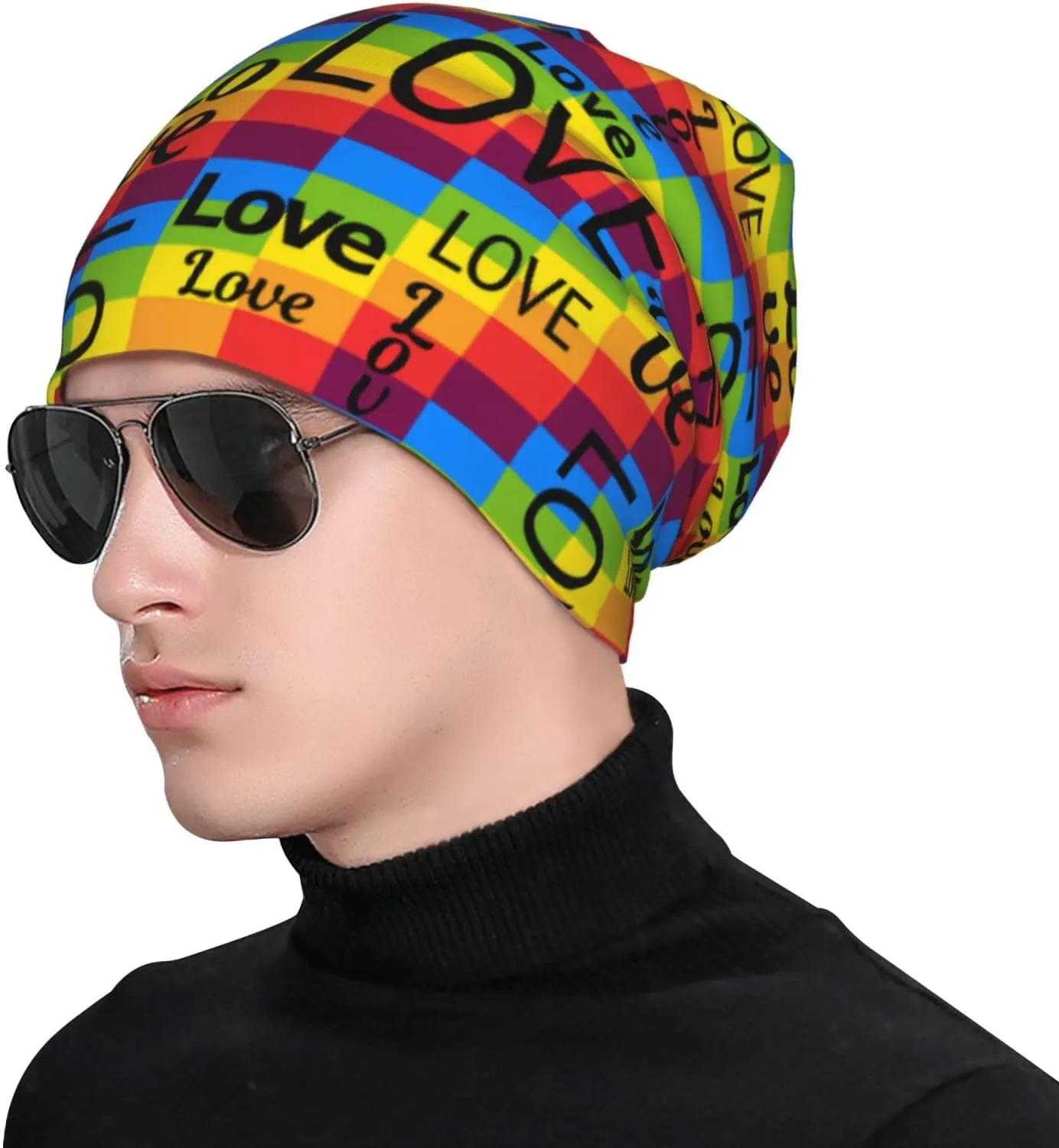 Rainbow Pride Hat,Chemo Headwear for Women for Slouchy Beanie Hat Skull Cap Cancer Headwear Accessories for Women
