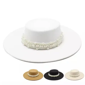 Reims Pearls Belt Boater Hat
