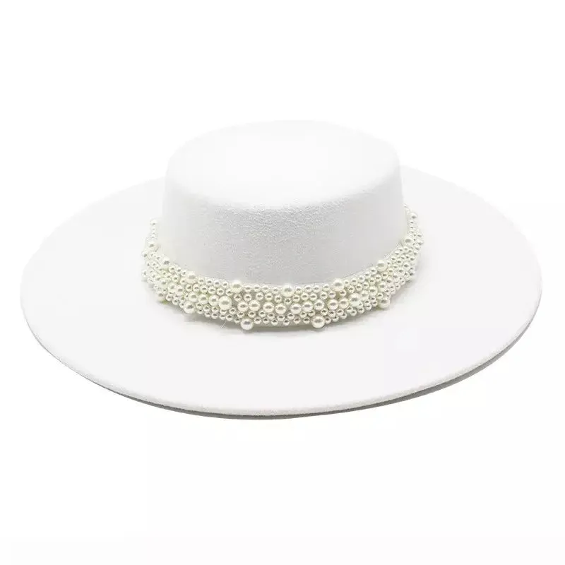 Reims Pearls Belt Boater Hat