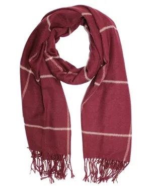 Sartorio Scarf Maroon Windowpane - Luxury Cashmere Shawl SALE