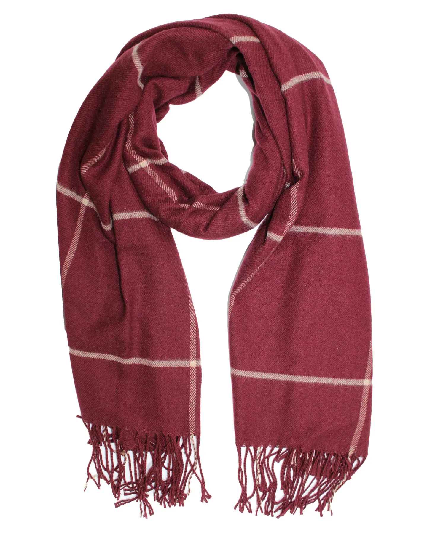 Sartorio Scarf Maroon Windowpane - Luxury Cashmere Shawl SALE