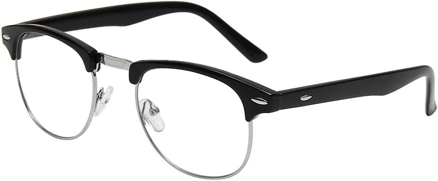 Shiratori New Vintage Fashion Half Frame Semi-Rimless Clear Lens Glasses