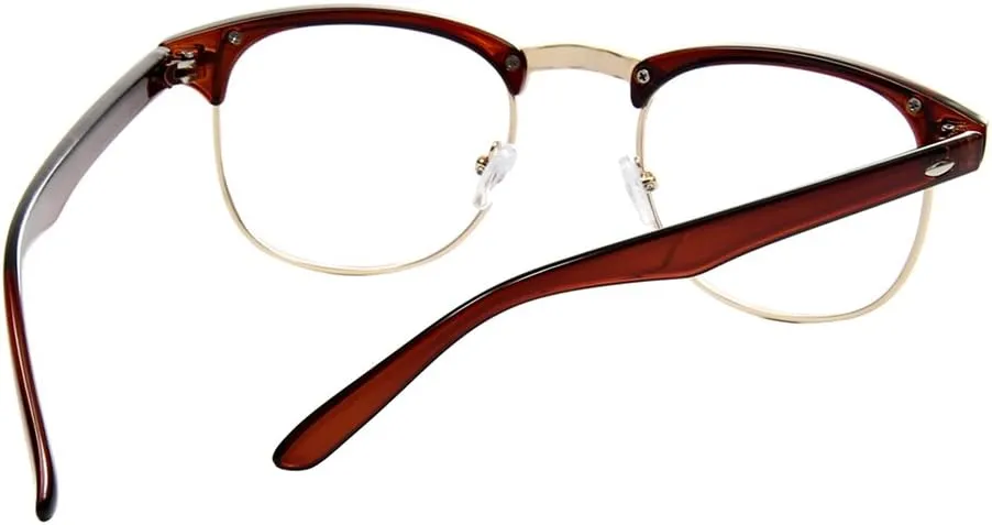 Shiratori New Vintage Fashion Half Frame Semi-Rimless Clear Lens Glasses