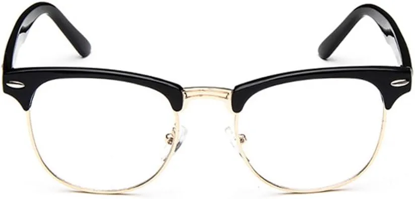 Shiratori New Vintage Fashion Half Frame Semi-Rimless Clear Lens Glasses
